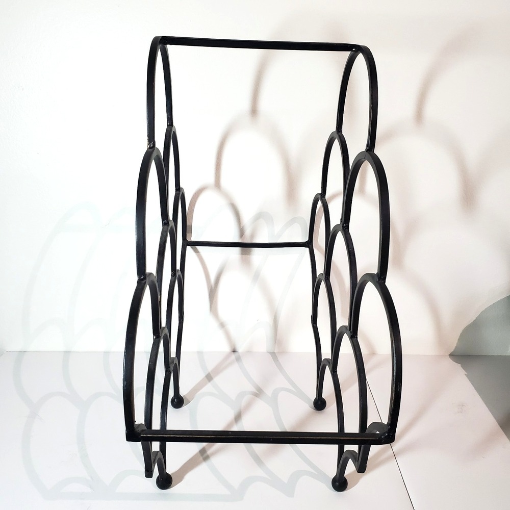 Black Wrought Iron 8-Bottle Freestanding Arch Wine Rack Countertop Display Stand - Picture 2 of 9